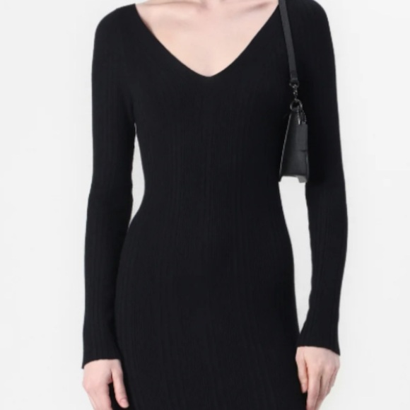NWNT  knit Elegant Black Long Sleeve Dress - Picture 3 of 8